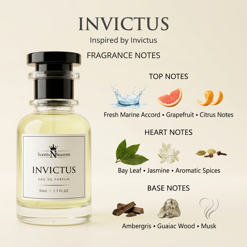 Invictus fragrance profile matching the earlier image style